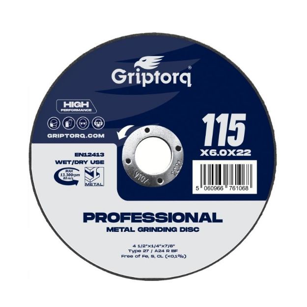 Picture of Metal Grinding Disc D/C - 115x6.0x22 Professional Griptorq [10]